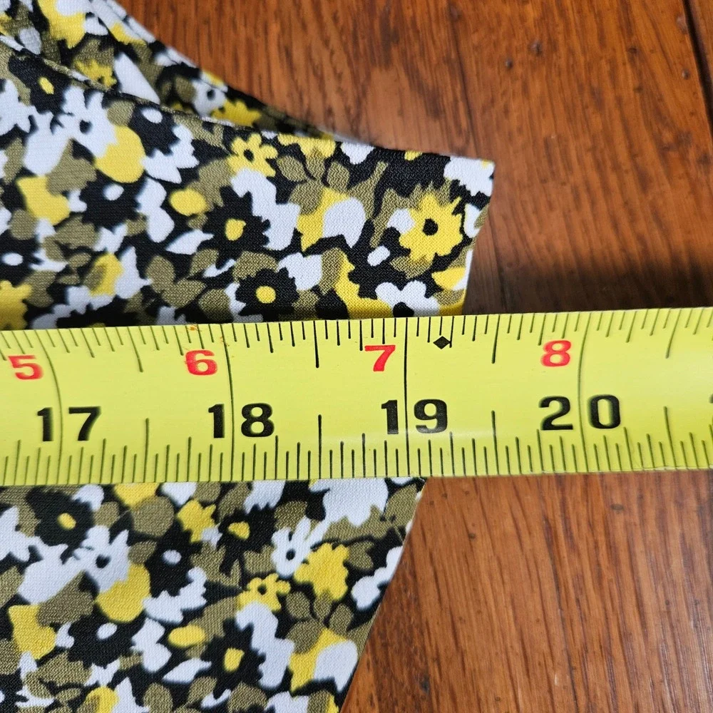 MICHAEL KORS Floral Print Sleeveless Midi Dress Women Large Yellow‎ Black White